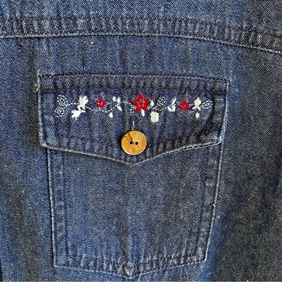 Vintage Erica Denim Button Down Blouse Cottagecore Grandmacore Women’s M - Picture 4 of 9